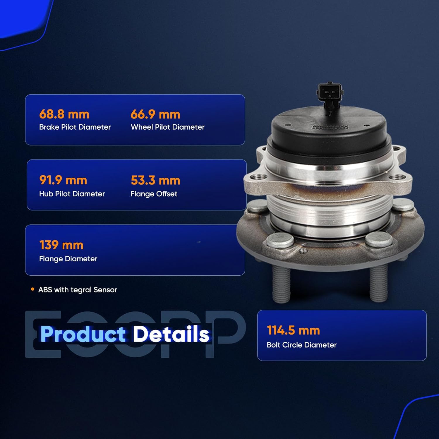 ECCPP 2 X Rear Wheel Hub Bearing for Kia Sedona 2015 2016 2017 2018-2019 512556 5 Lug