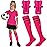 Syhood Soccer Shin Guards and Socks for Toddler Kids Youth, Lightweight Soccer Shin Pads Protective Defender Gear for 3-5, 5-10, 10-15 Years Old Children Teen Boys Girls Sports Game(L Size,Pink)