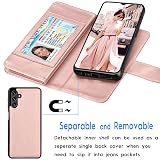 Galaxy A13 5G Case, Galaxy A13 5G Wallet Case, Tekcoo Luxury PU Leather Cash Credit Card Slots Holder Carrying Folio Flip Cover [Detachable Magnetic Hard Case] Kickstand for Samsung A13 5G [Rose Gold]