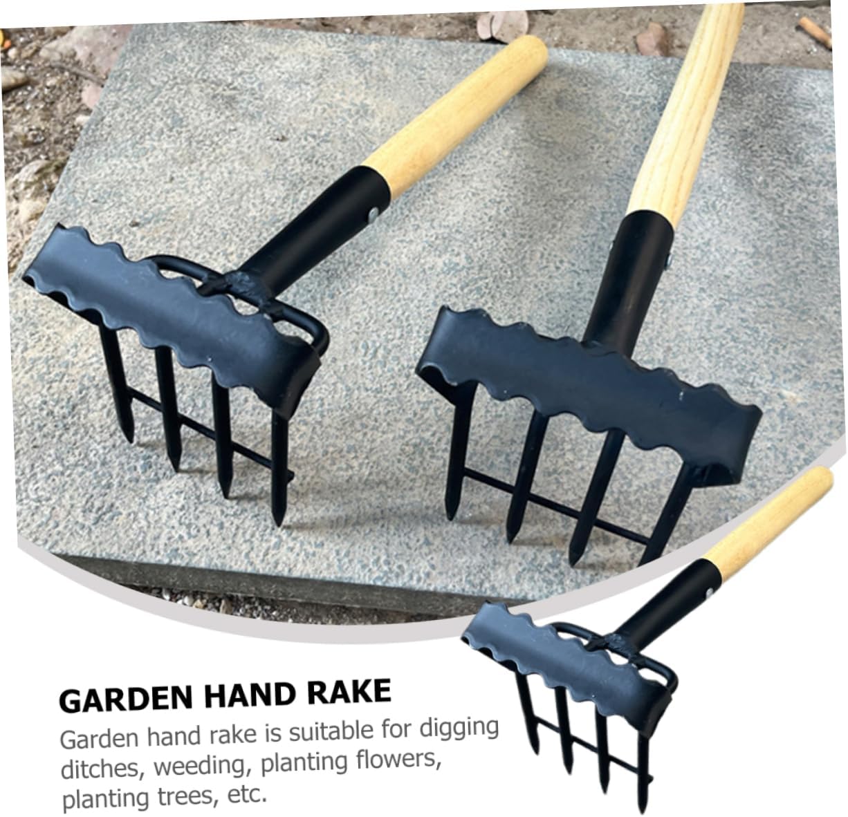 BESPORTBLE Hand Shrub Rake Compact Garden Tool for Weeding Digging Loosening Soil Lightweight Rake for Home Hiking Use Sturdy Design for Easy Handling and Practicality