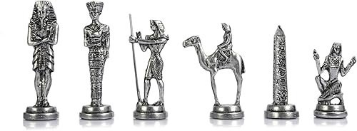 Miniatura 5 de Figuras de cobre antiguo del faraón egipcio, juego de ajedrez de metal para adultos, piezas hechas a mano y tablero de ajedrez de madera maciza