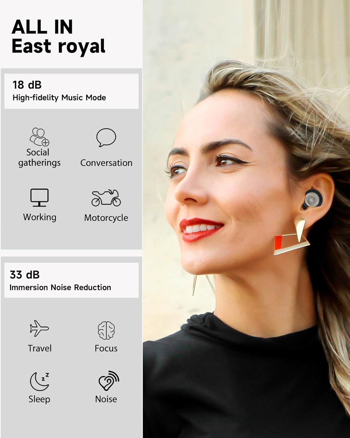 5 Pairs Ear Plugs for Sleeping Noise Reduction,Beinkap Reusable Earplugs Hearing Protection for Focus, Noise Sensitivity,Study,Work,Snoring,Motorcycle,Concert,Airplanes,24dB-33dB（Black）