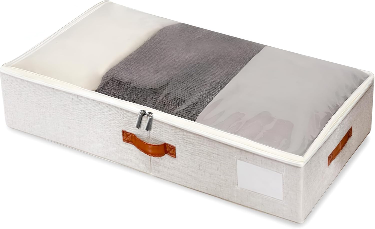 Large Under Bed Storage, 2 Pack Under Bed Storage Containers with Clear Cover, Reinforced Handles and Label Pocket for Dorms, Clothes, Shoes, Blankets, Sheets, Toys 30.31x15.75x5.51 in