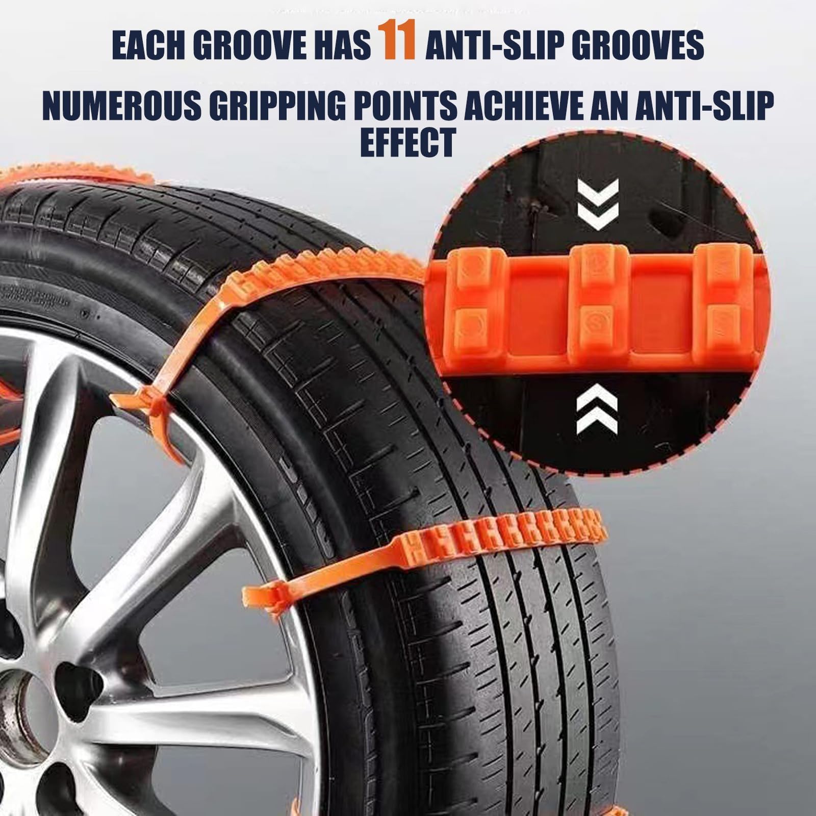 Cadenas de nieve universales ajustables para automóviles y SUV, bridas antideslizantes de emergencia para neumáticos para hielo y barro, juego de 10 piezas