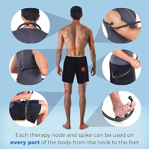 Miniatura 3 de Thera - Masajeador de espalda y cuello, herramientas de masaje de punto gatillo para aliviar el dolor y auto masaje, bastón de gancho, terapia de