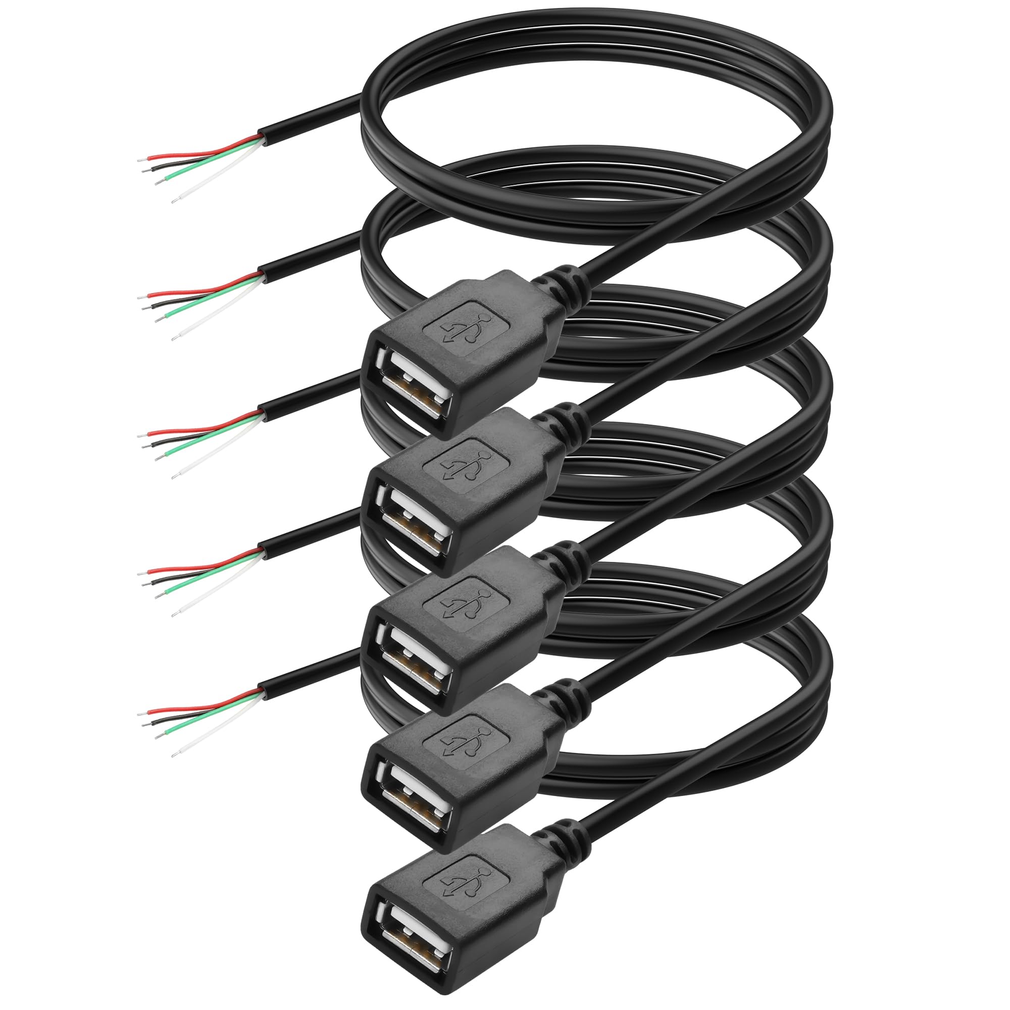 YAODHAOD Micro USB Kabel Auf Blanke Enden – 5 Stück, 1m, 22 AWG, 5V/3A – Perfekt Für DIY Und Reparaturen