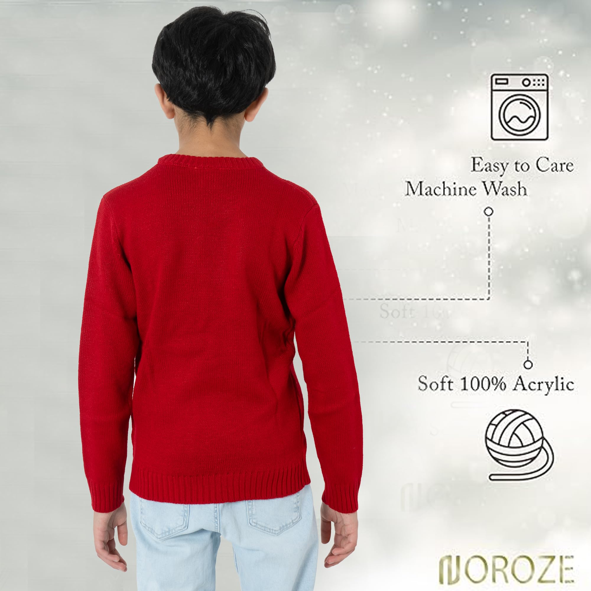 NOROZE Xams, Pullover Pullover per Bambina, Unisex, Motivo: Babbo Natale, Pupazzo di Neve, Renna, Manchot