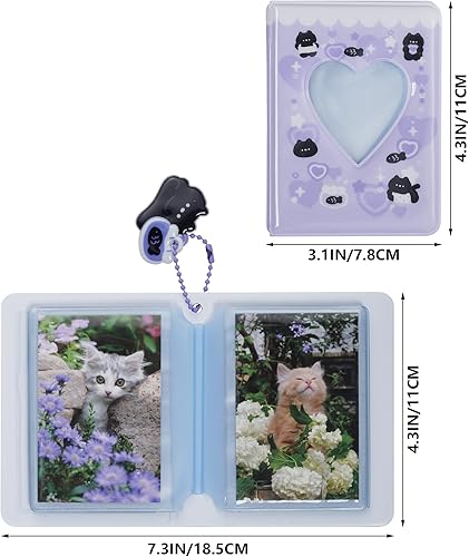Miniatura 2 de Carpeta de tarjetas fotográficas de 2 piezas, mini álbum de fotos Kpop, carpeta Kpop Love Heart Hollow de 3 pulgadas, mini soporte para tarjetas de