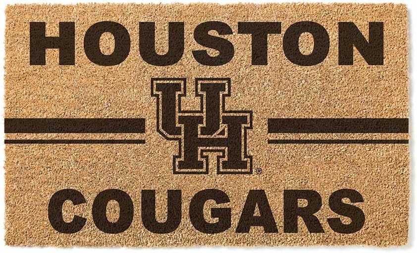 KH Sports Fan Houston Cougars Team Logo Coir Doormat, 18x30 Inches, Cougars Outdoor Rug; Display Your Team Spirit with This Unique Houston Cougars Doormat