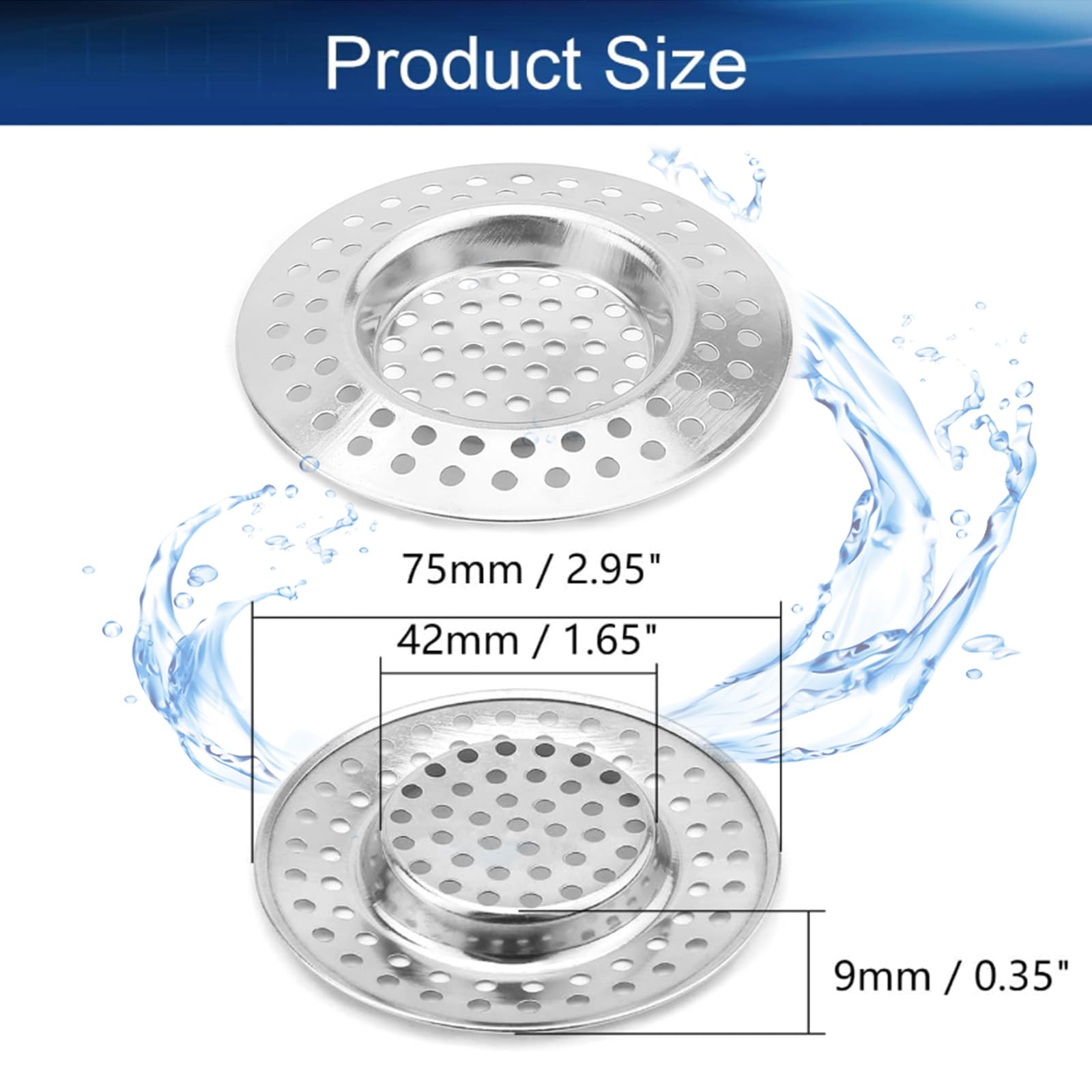 Lot De 3 Filtres D'Évier En Inox - Diamètre 7.5 Cm - Pour Cuisine Et Salle De Bain - Grille Anti Cheveux Et Résidus - 10