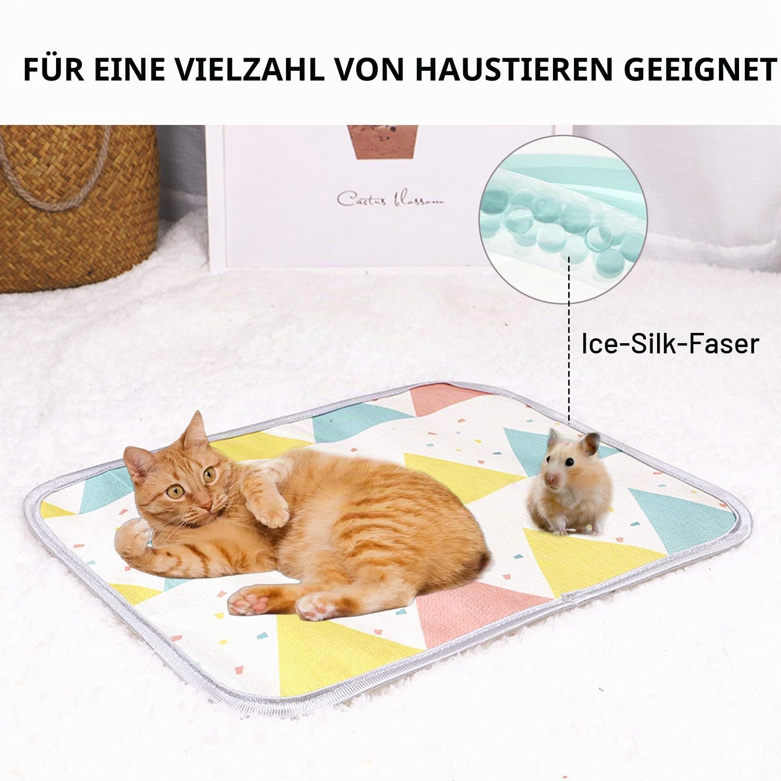 2er-Pack Haustier Kühlmatte, Waschbares Kaninchen-Kühlkissen, 50x40cm Katzen Kühlbettchen Selbstkühlende Matte, Haustier Eismatte Sommer Hamster Kühlkissen, Kühlplatte für Kaninchen