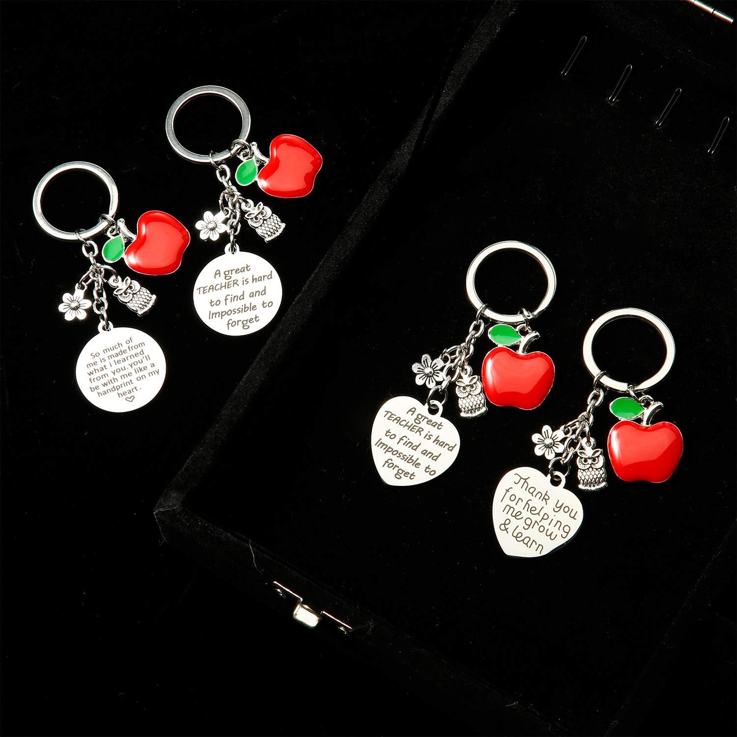 Hicarer 8 Pcs Teacher Appreciation Gift Keychain Bulk Heart Key Chains Pendant for Women