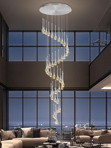 Miniatura 34 de Candelabro Moderno de 138'', 20 Luces, Lámpara Colgante Moderna Negra, Candelabro Grande para Escalera, Vestíbulo, Sala de Estar, Dormitorio