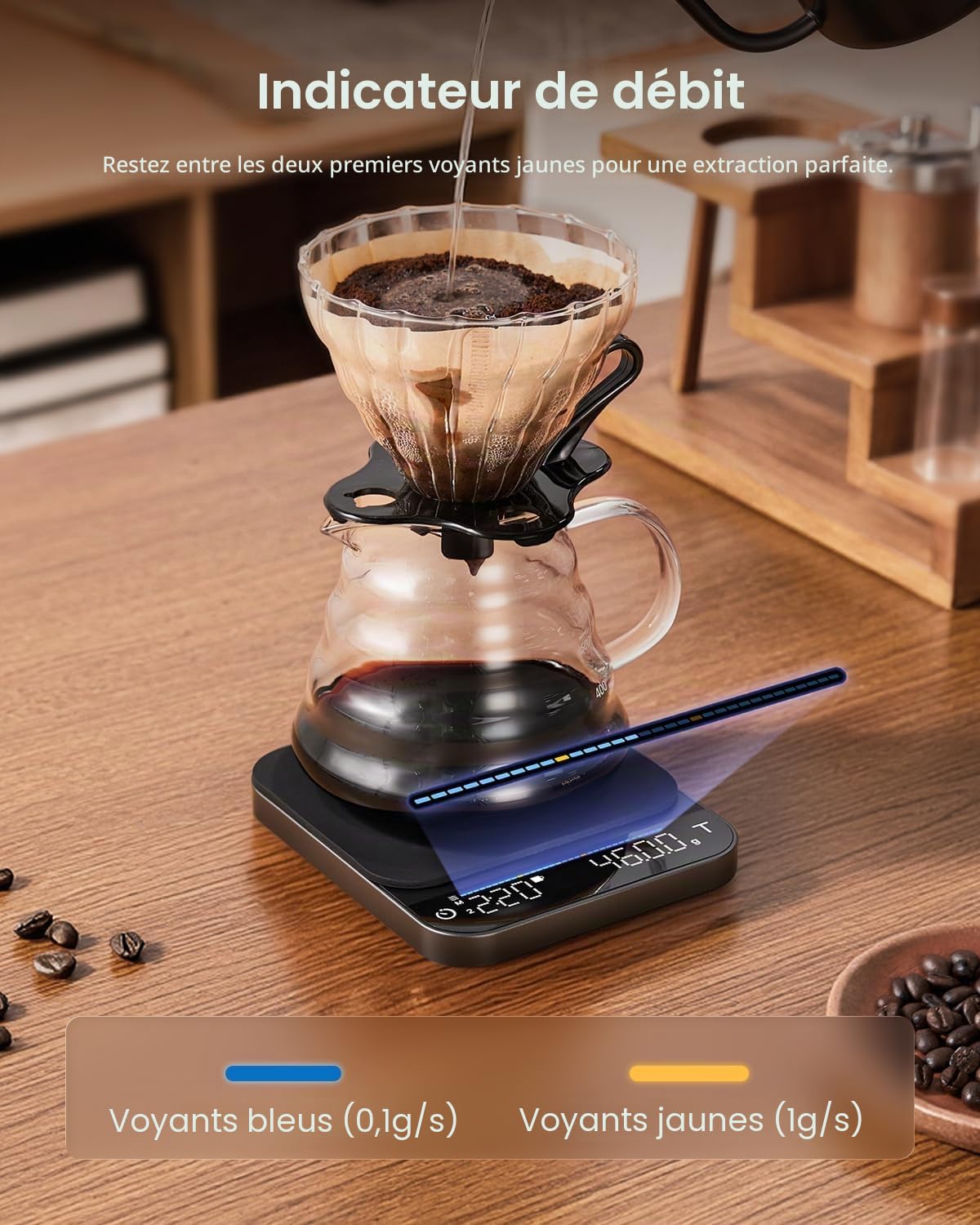 RENPHO Balance à café, espresso avec minuteur,à café rechargeable haute précision 0.1g pour Pour Over, 3kg