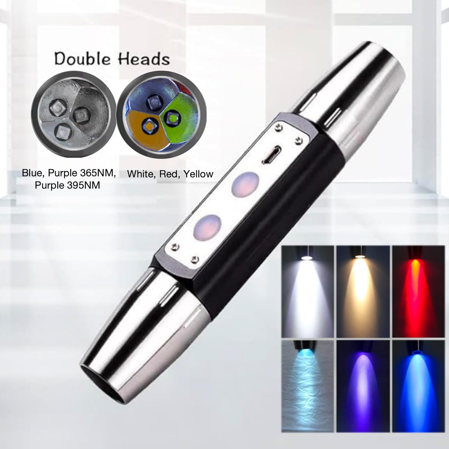 6 LEDs Diamond Tester, Super Bright Gemstones Flashlight, Professional Detector Lamp for Jade, 2.4Ah Rechargeable Battery Stainless Steel Detachable High-Concentration Light Head