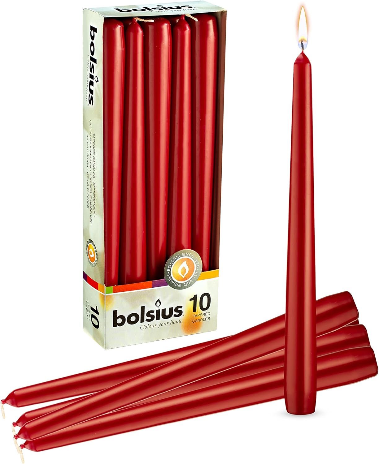 Red Taper Candles Ivory 5 Hour Burn Time 8 Inch Candles x 4 Candles