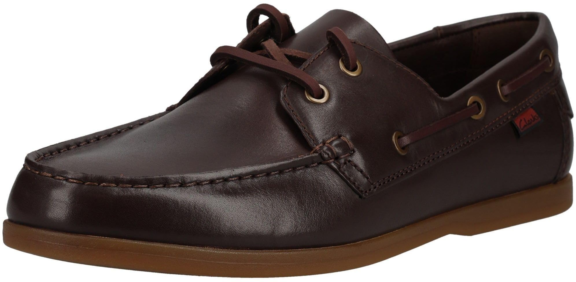 Clarks Men's Brown Charmouth Lace Leather Boat Shoes, Lace Up | : 9/Standard Fit