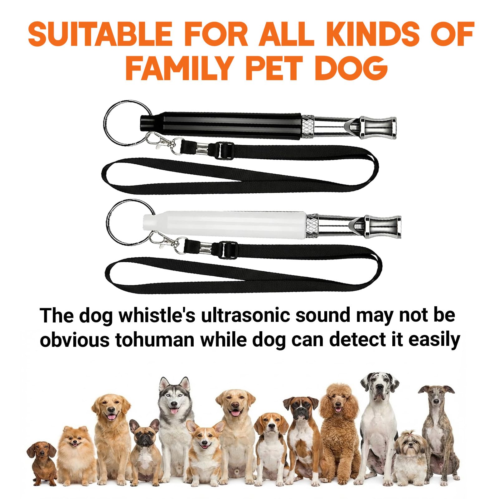 2 Pièces sifflet Ultrason Chien, sifflet Chien Rappel, Sifflet à ultrasons Haute fréquence Silencieux - Son Stable, fréquence réglable Individuellement - adapté à l'entraînement des Chiens