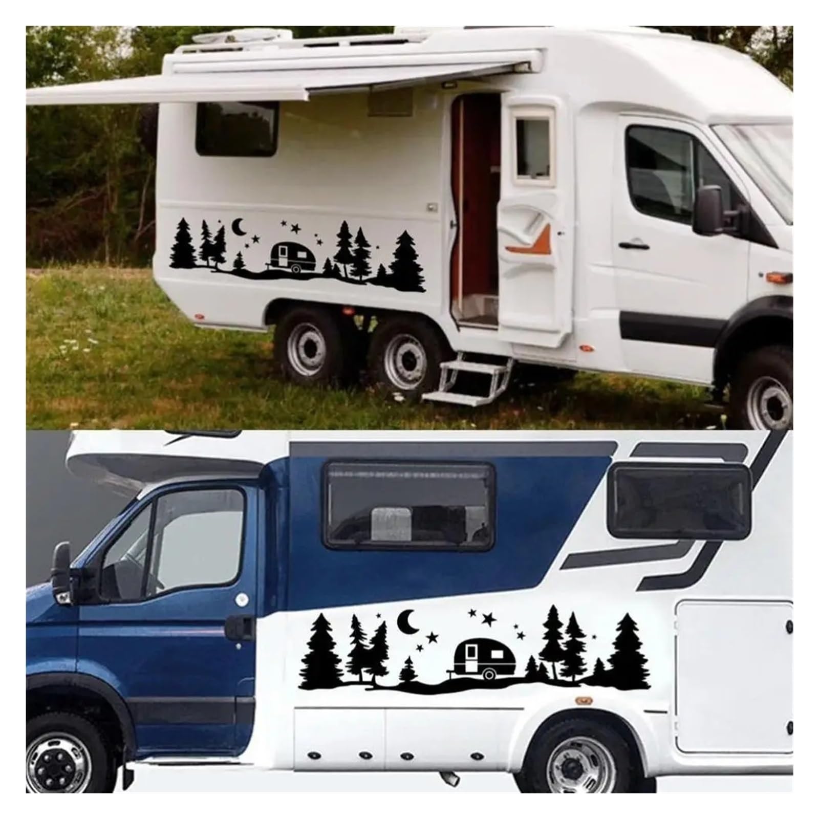Auto Camper Van for cavalli Caravan RV Camper Van Body Decor Decalcomanie in vinile Accessori for tuning automatico Adesivi for auto(Black,180X45CM)