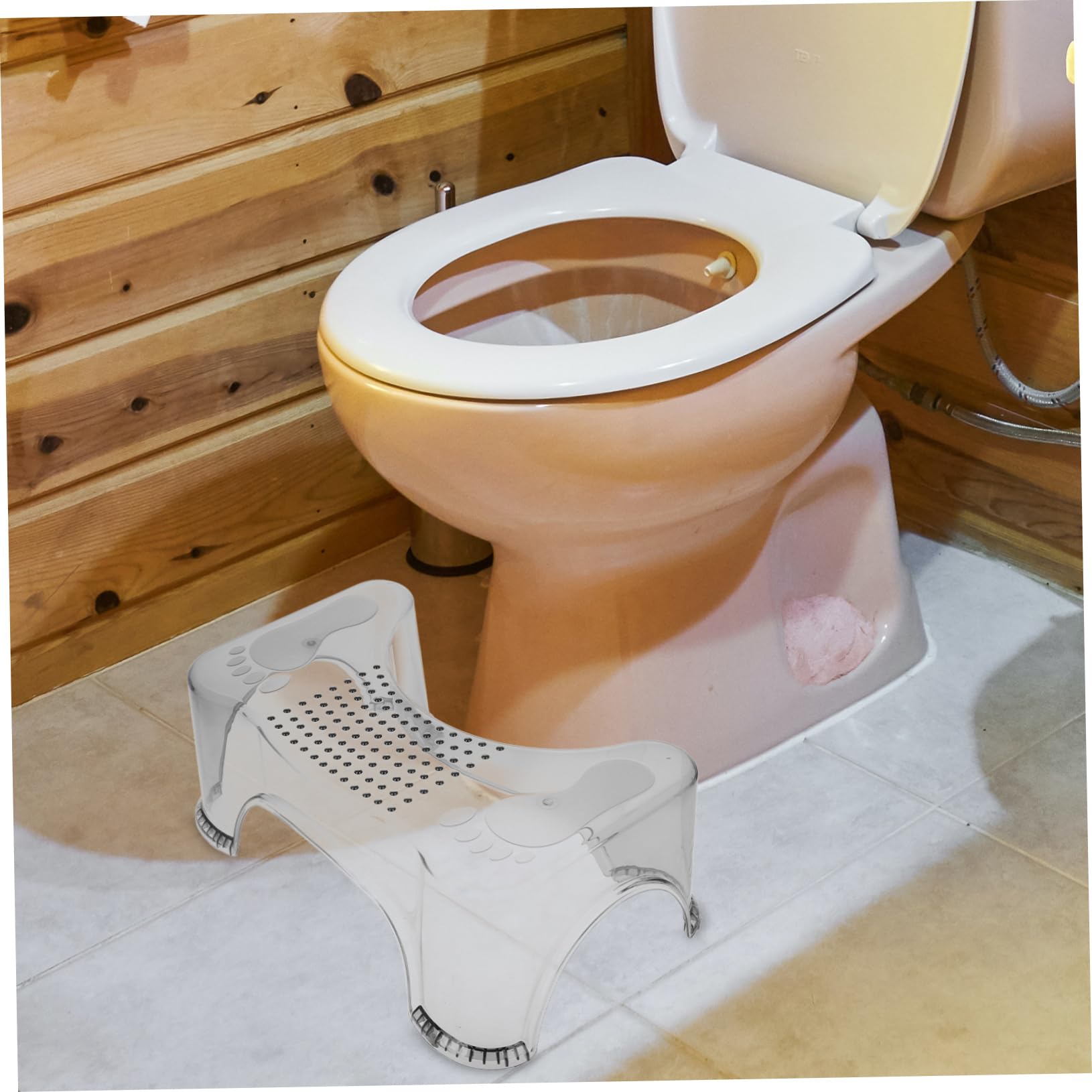 Sgabello per Wc per Bambini Design Antiscivolo in Pet Multifunzionale, Rialzo Bagno per Anziani e Ragazzi, Pratico Sgabello da Bagno Sicuro e Resistente