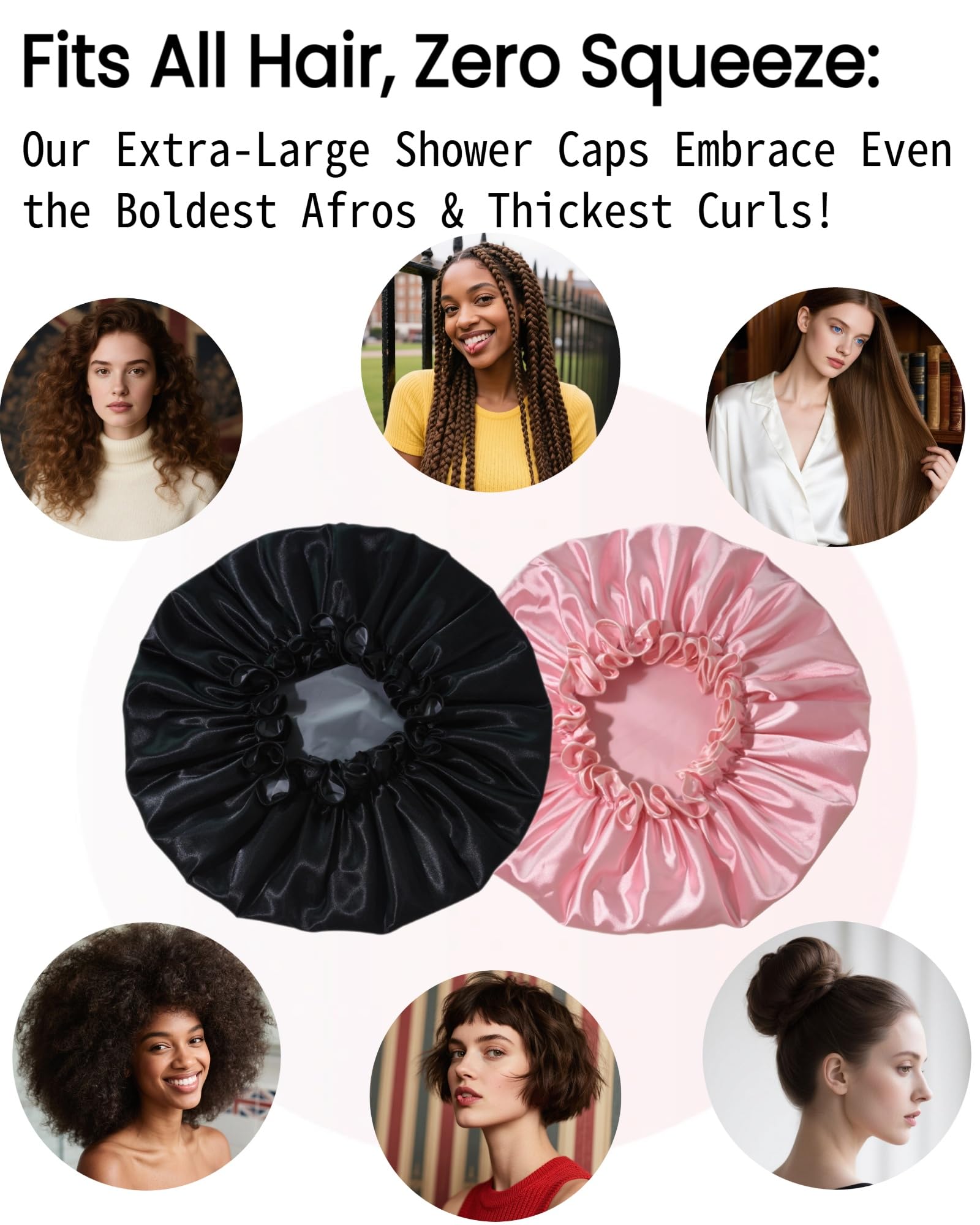 Vexillora Extra Large Shower Cap 2 Pack Waterproof Dual Layer for Long Curly Thick Hair UK Womens Non Slip Elastic Band Mould Resistant Durable Thickened Reusable Bathing Cap - Image 3