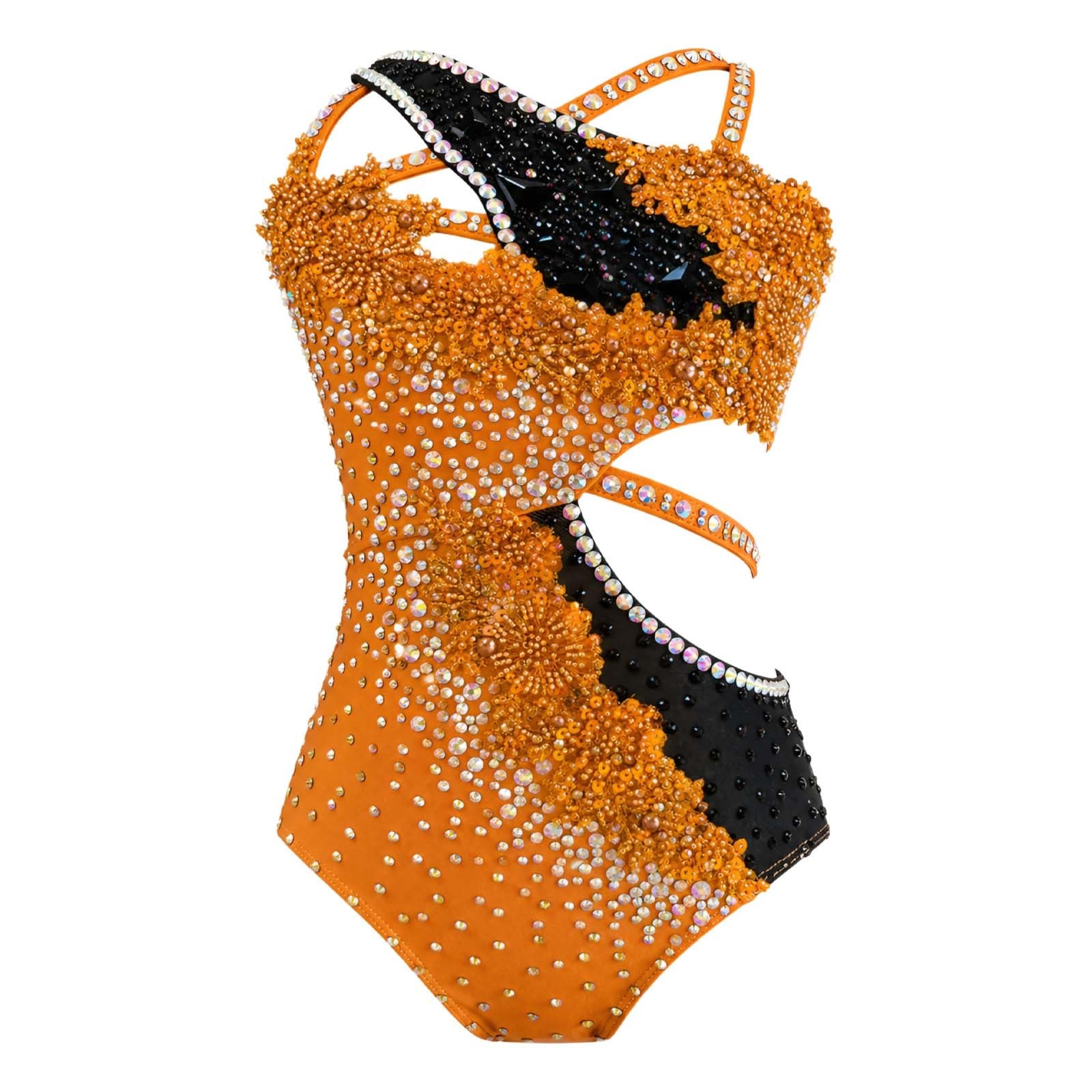 Strój do Tańca Lirycznego Damski Spandex Cyrkonie Wycięcia na Zawody