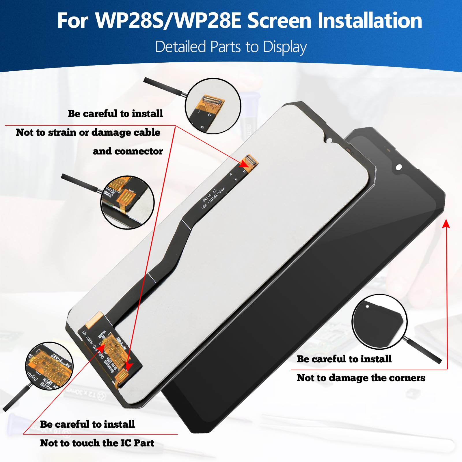 Schermo per Oukitel WP28S/WP28E Display Digitalizzatore Touch Screen LCD per Oukitel WP28S/WP28E Schermo LCD Display + Kit di Riparazione (Nero)