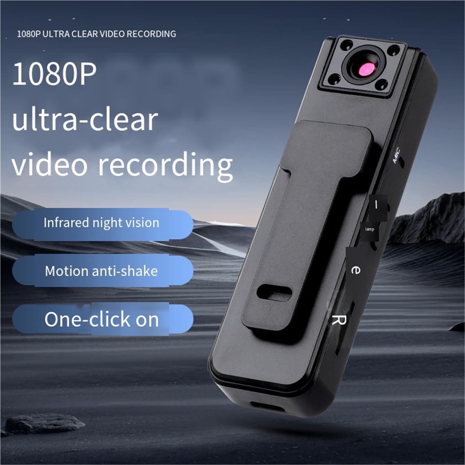 Dodorado Enregistreur Audio Vidéo Sport Ultra HD 2 en 1 Caméra d'Action Grand Angle 1080p Vision Nocturne Autonomie 5 h Caméra Corporelle Portable Clipser
