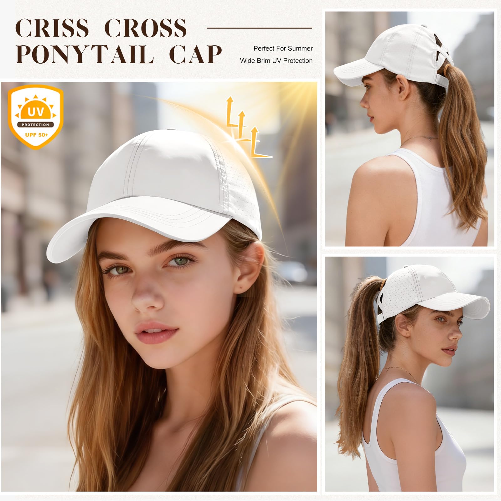 Voqeen Femme Casquette Queue de Cheval Réglable Casquettes Imperméable Baseball Cap Chapeau Soleil Séchage Rapide
