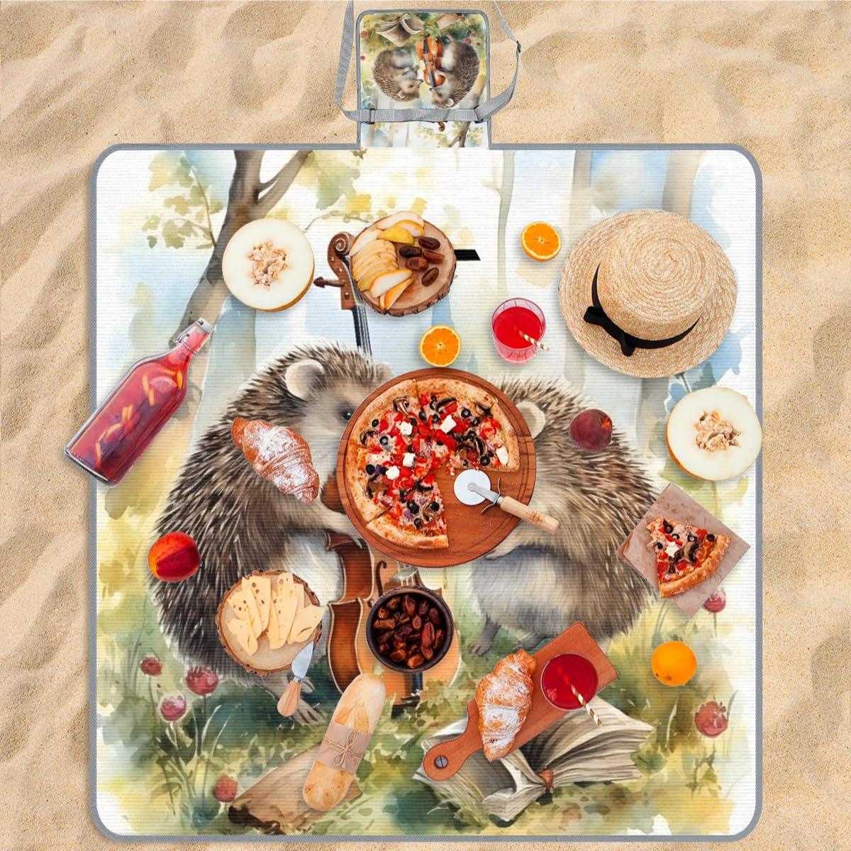 Manta de picnic de 150 x 145 cm, manta de playa plegable para exteriores, impermeable, para playa, camping, senderismo, picnic