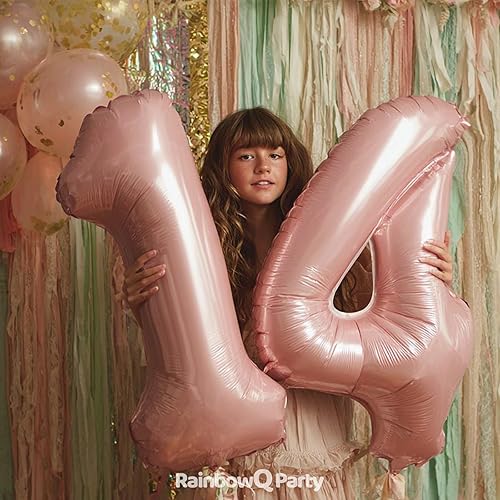 Miniatura 4 de Globo con el número 1 de 40 pulgadas para niño o niña, color rosa grande 0-9, papel de aluminio de Mylar grande de 1 número, suministros de