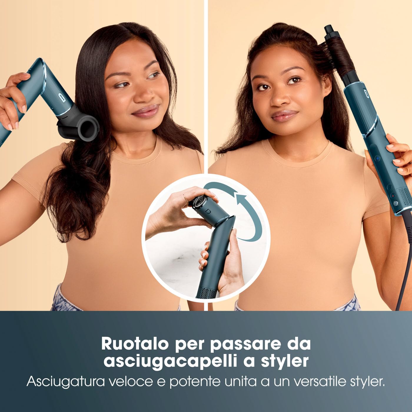 Shark FLEXSTYLE Styler e Asciugacapelli 5 en 1, Set Regalo Limited Edition, cilindri ad aria, FrizzFighter, spazzola ovale, concentratore, pinze, custodia, senza danni da calore, Verde Acqua HD450TLEU