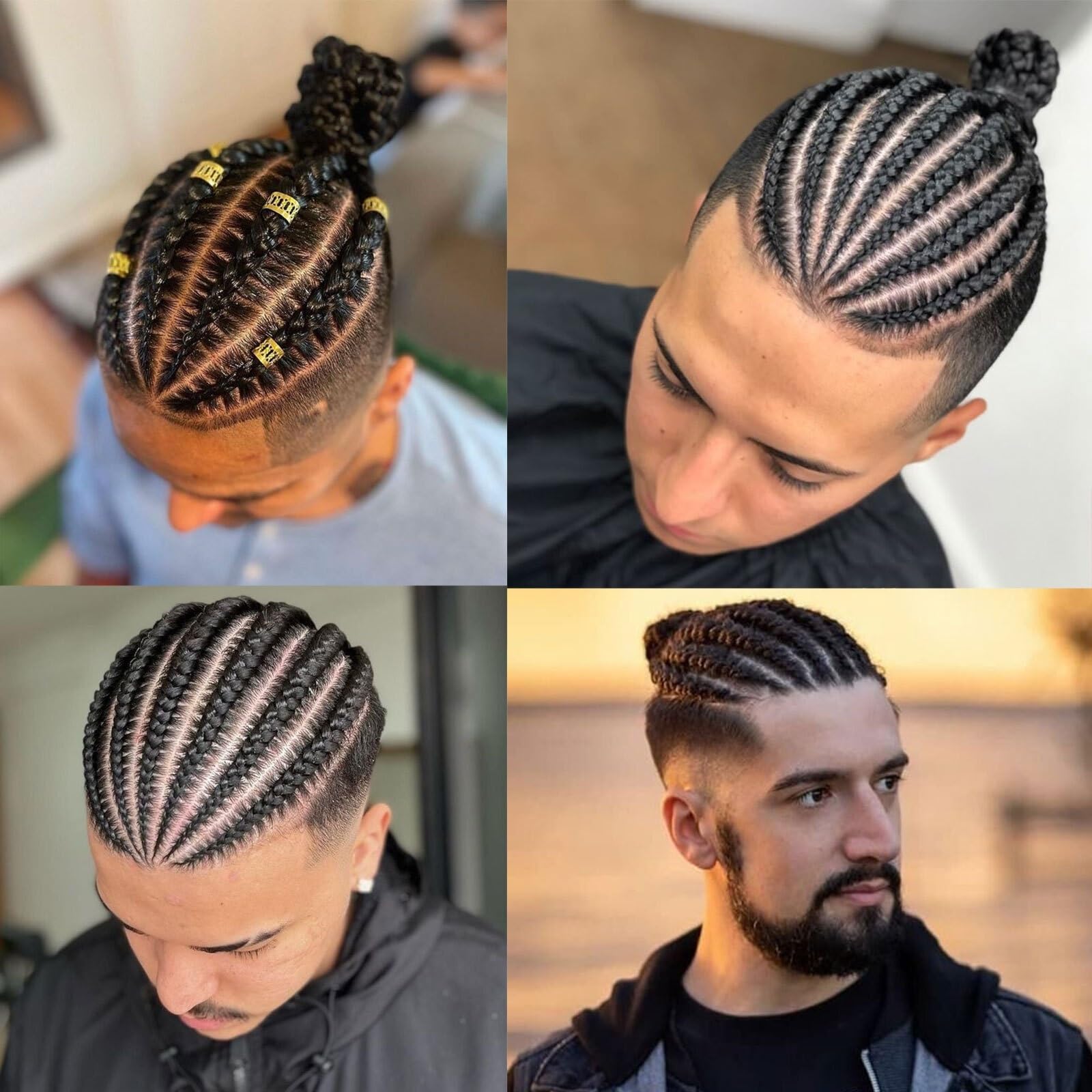 Tupecik męski Peruka pleciona Cornrow Box dla mężczyzn, kawałki ludzkich włosów(7x10)