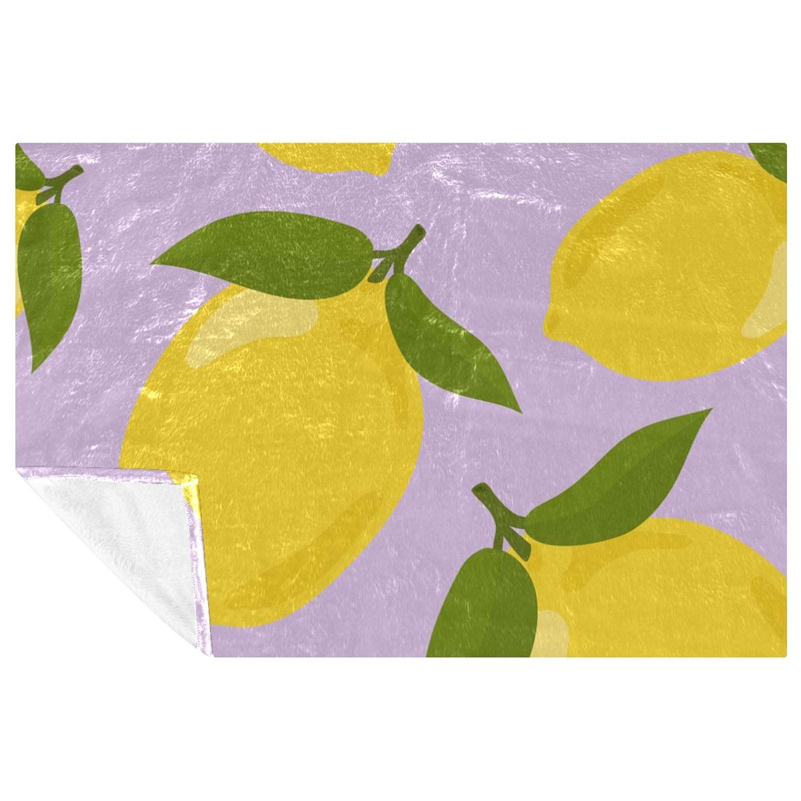 Couverture d'été imprimé citrons jaunes plaid 150x100 cm douillet pour lit