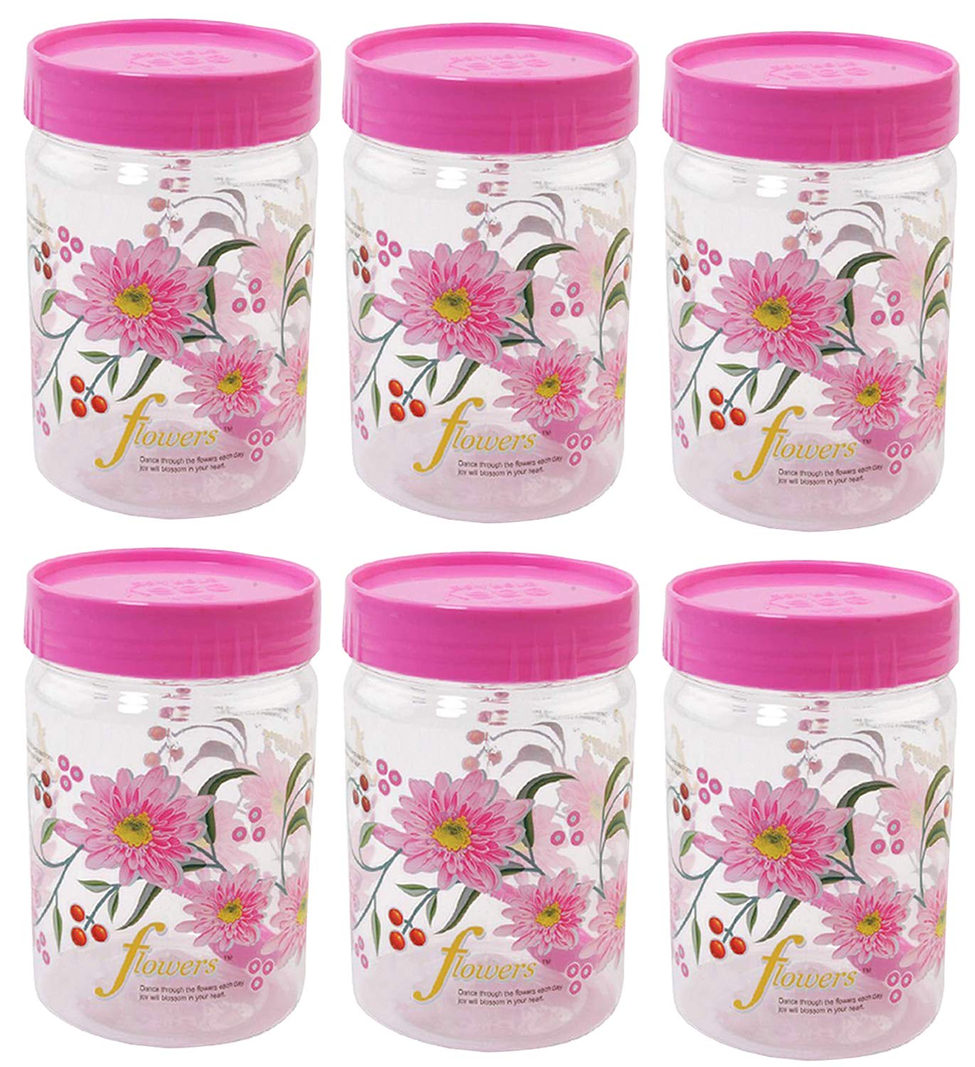 Kuber Industries 6 Piece Plastic Container Set, 500 ml, Pink