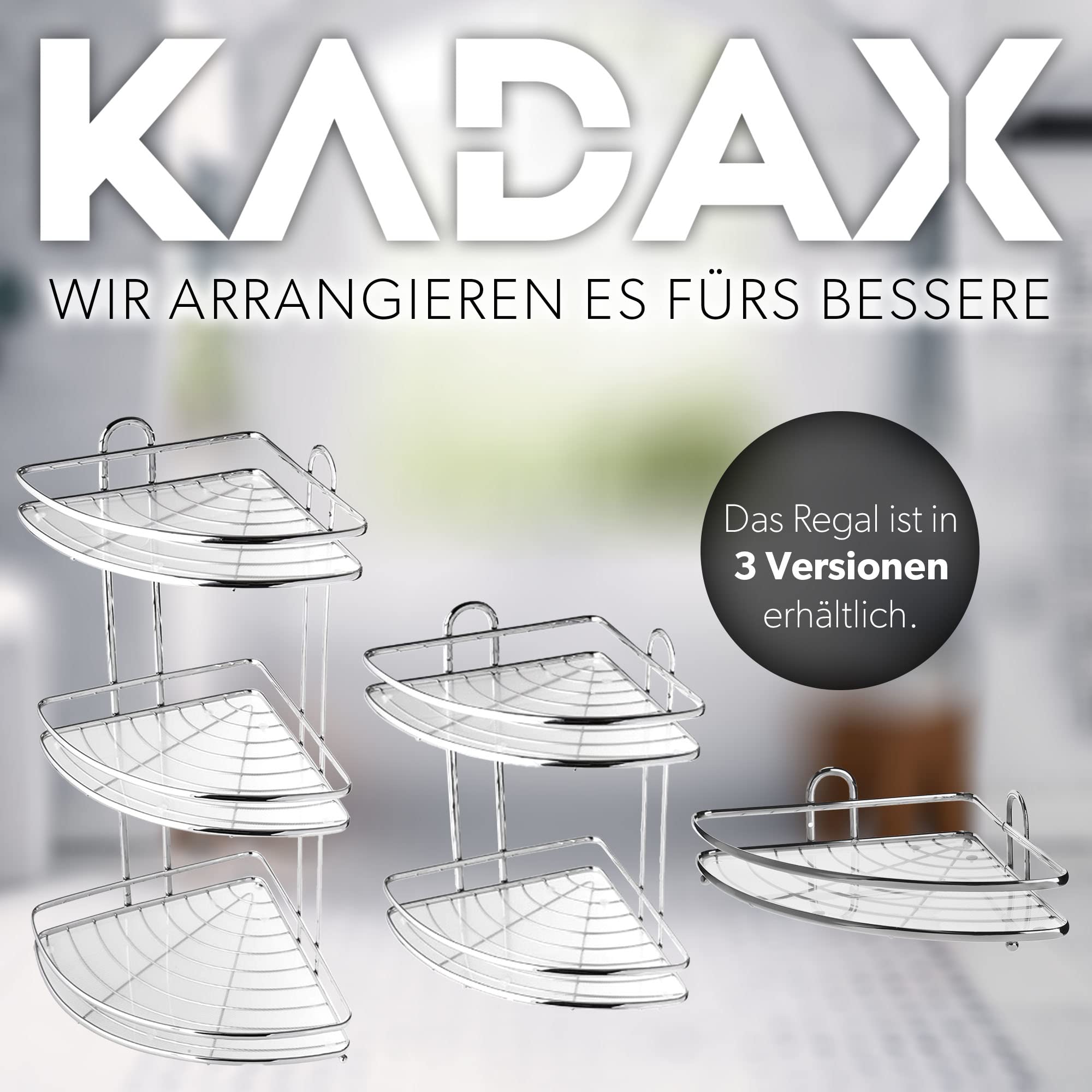 KADAX Estantería esquinera, estante de esquina de pared de acero cromado, estante de esquina de baño, cesta de ducha, estante de ducha, estante de ducha, soporte de pared cromado, organizador de ducha