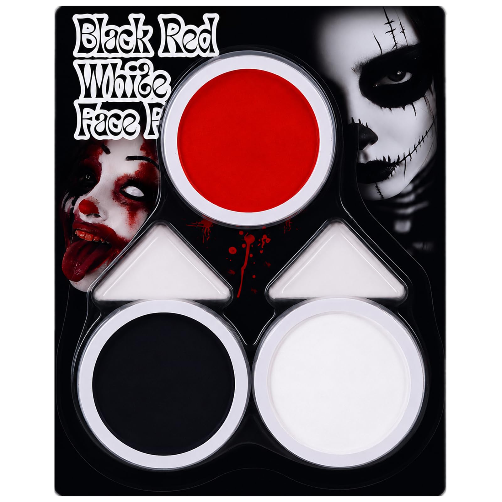 Czarny + biały + czerwona farba do twarzy i ciała, na Halloween, biało-czarno-czerwona, zestaw do makijażu twarzy i ciała, Cosplay SFX zestaw do makijażu na Halloween, szkielet, czaszka, klaun, wampir