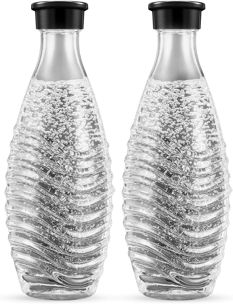 SodaStream 0,7L CRYSTAL Glaskaraffe | Spülmaschinenfest | Kompatibel mit Crystal & Penguin | elegantes Design | 2er-Pack