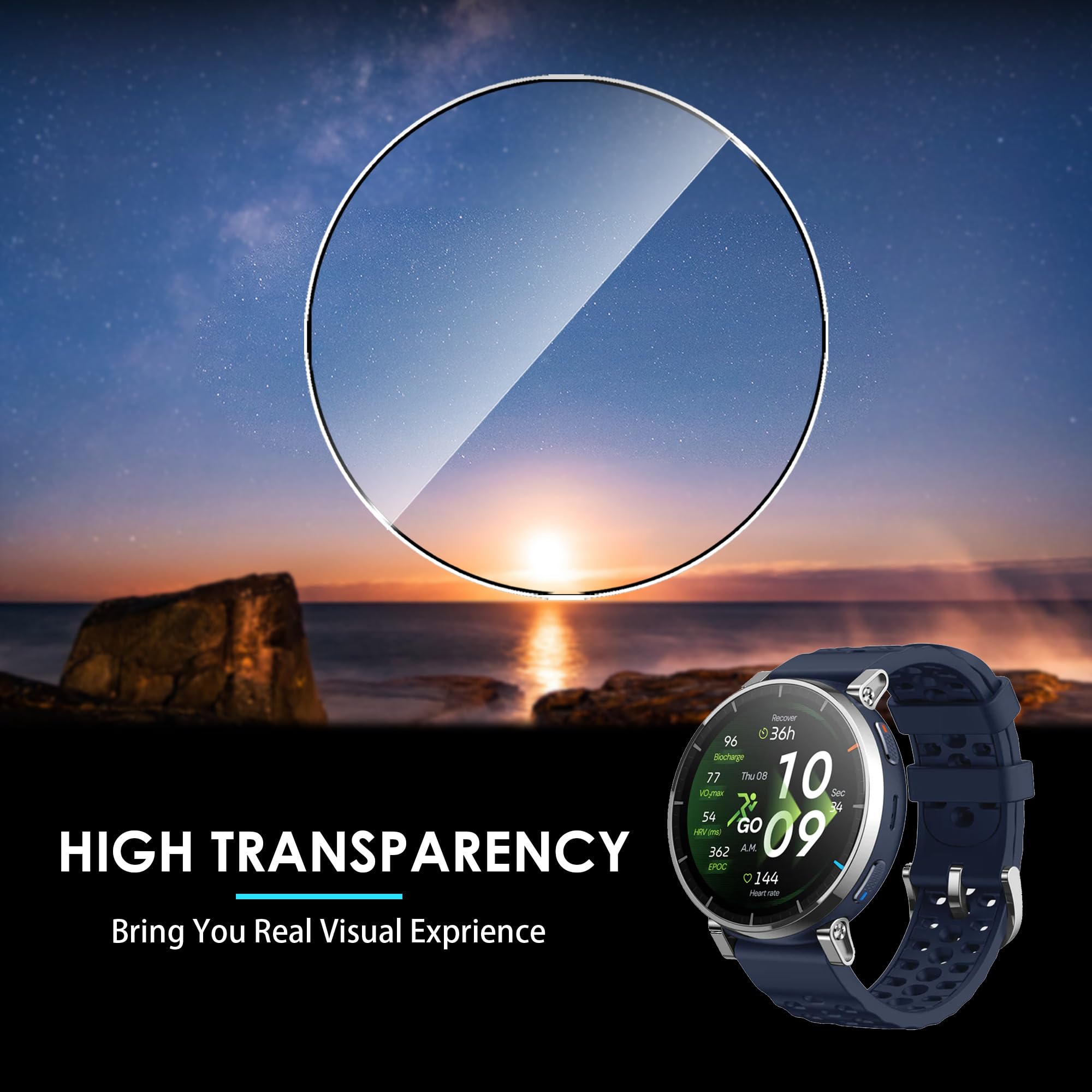 Lemxiee 3 Pezzi Pellicola Vetro Temperato per Amazfit Active 3 & 3 Premium