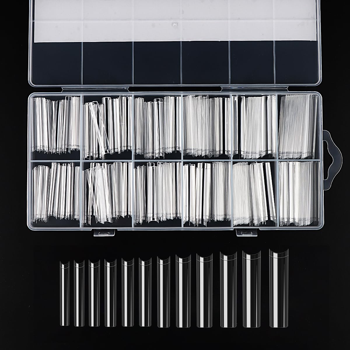 240pcs Extra Long Clear Half Cover False Nails Tips,3XL 12 Sizes C Curve French Acrylic False Nail Tips with Box for Nail Salon and Home DIY
