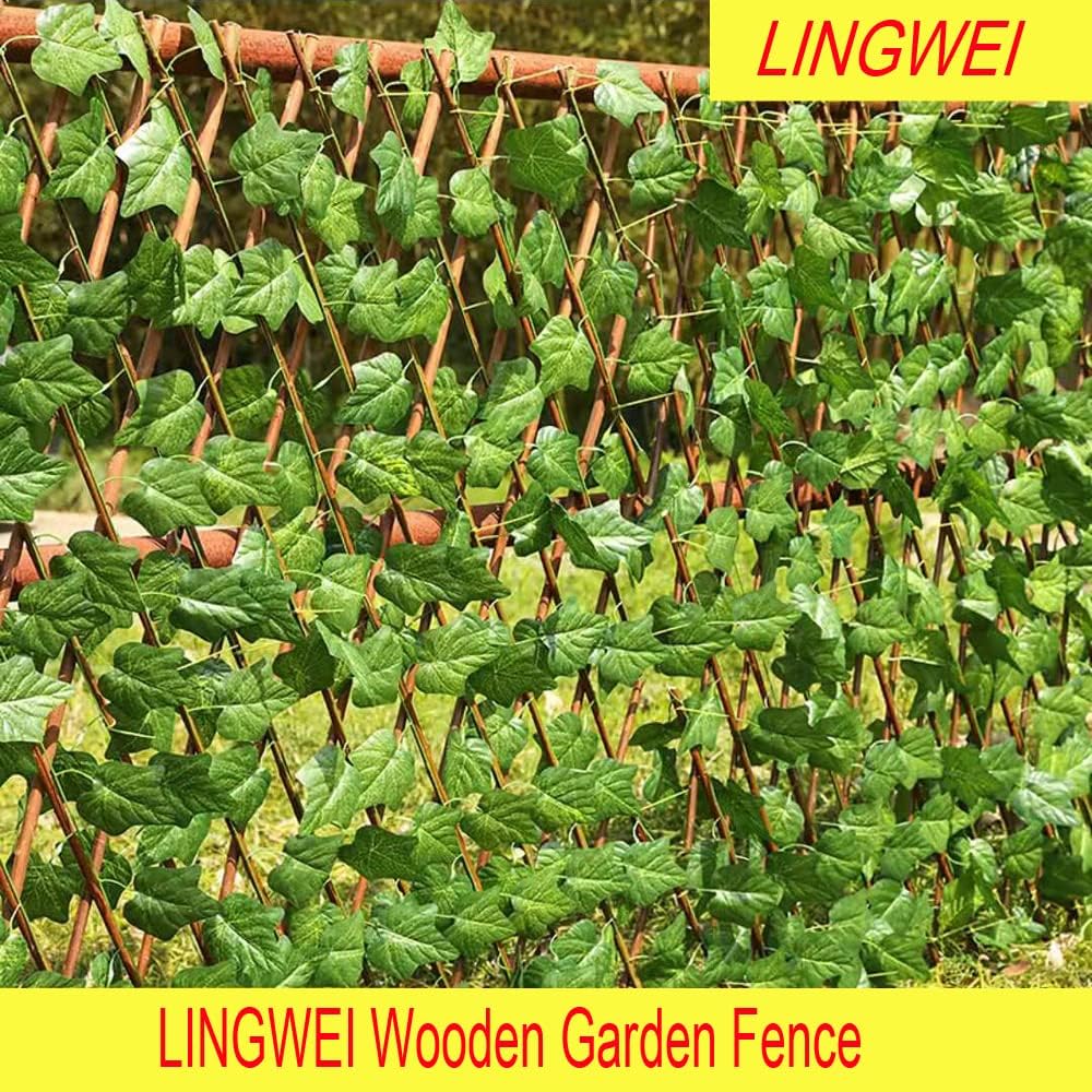 De Gardenia Expandable Wooden Garden Fence with Artificial Leaves for Wall & Ceiling, Privacy Screen, Decorative Faux Ivy Panel, Green, 3ft x 3ft for Outdoor & Indoor Use - Image 6 thumbnail