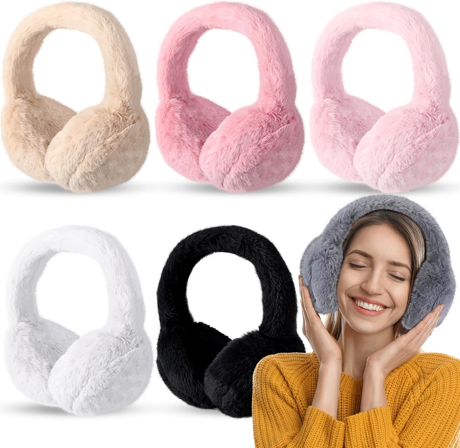 Toulite 6 Pcs Women Ear Muffs Winter Warm Ear Muffs for
