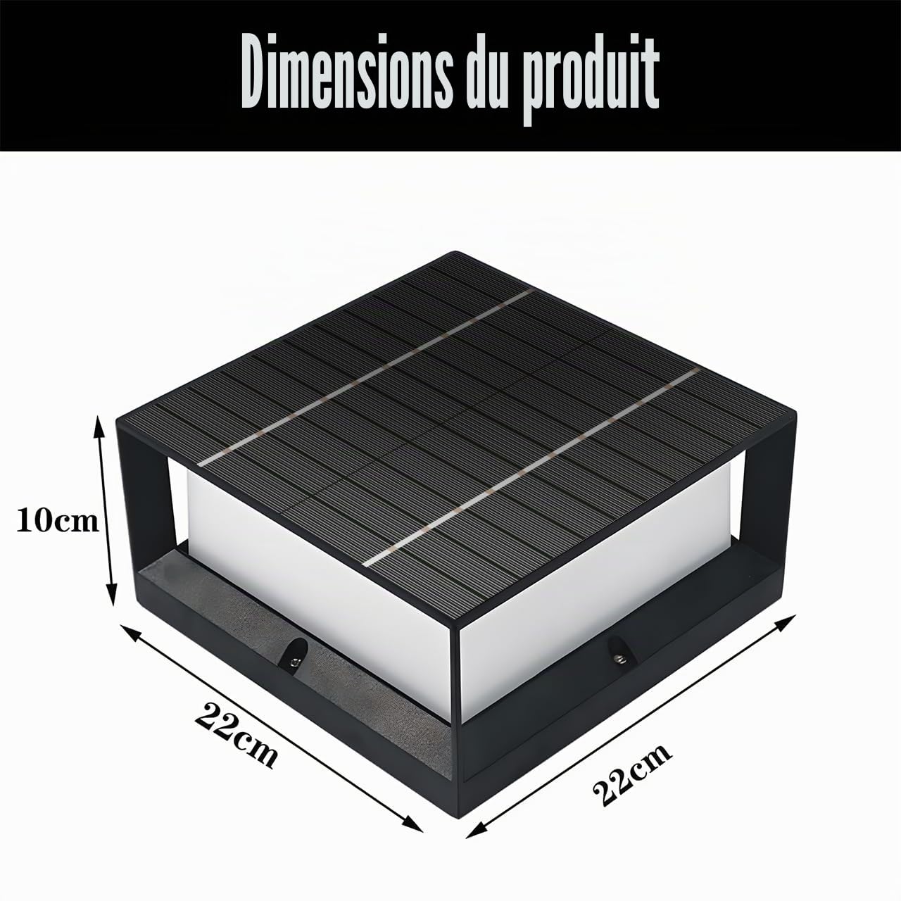 Borne Solaire Extérieur Jardin LED, Éclairage Allée IP65, Noir