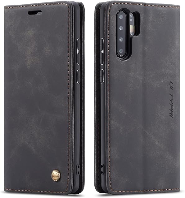 QLTYPRI Case for Huawei P30 Pro, Vintage PU Leather Wallet Case with Credit Card Slot Holder Stand Function Magnetic Closure Shockproof Flip Cover for Huawei P30 Pro - Black