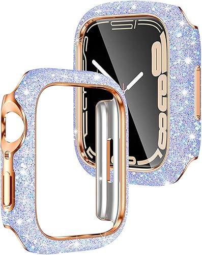 Funda protectora brillante compatible con Apple Watch de 1.571.731.77 pulgadas, protector de pantalla con diamantes de imitación, para iWatch SE