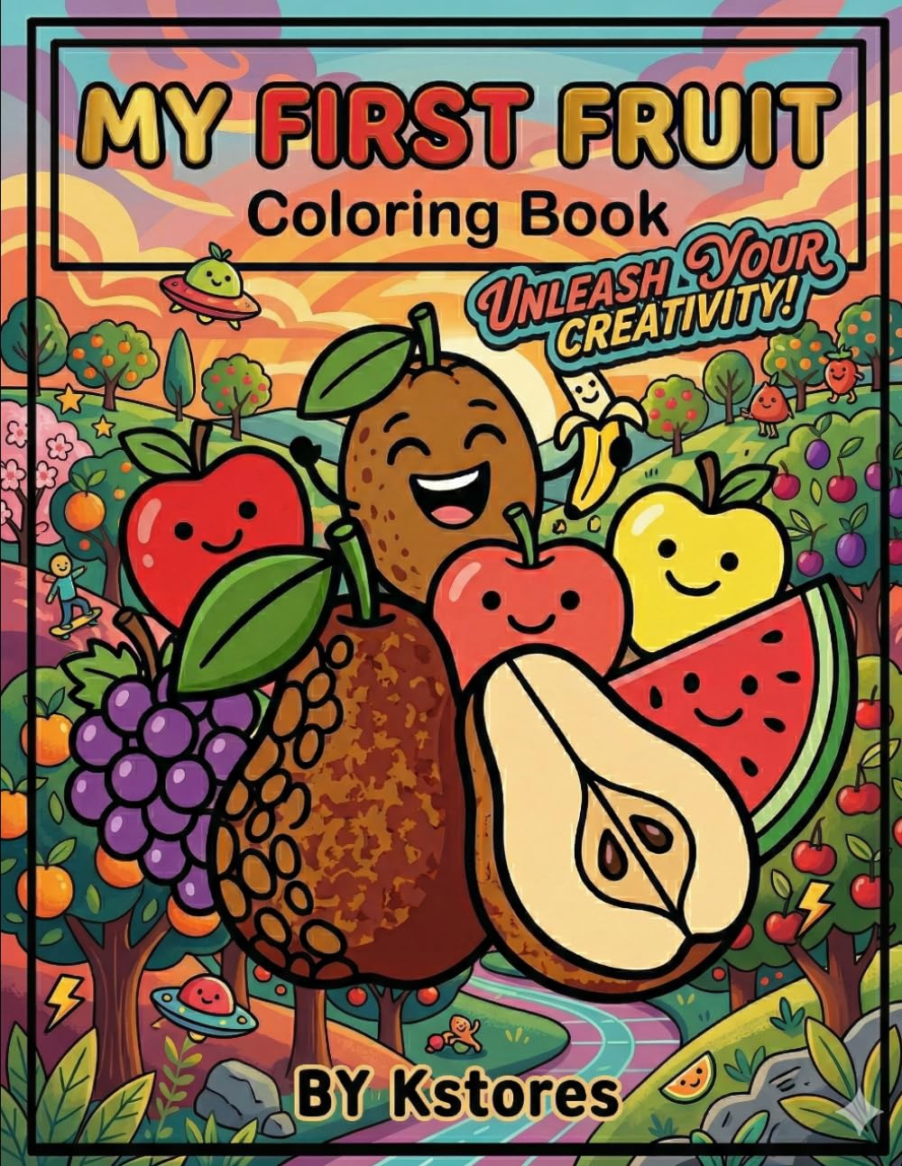My First Fruit Coloring Book: Toddler coloring book ages 3-6