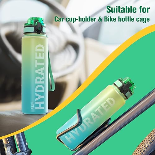 Miniatura 5 de Sahara Sailor Botella de agua, 322517 onzas, botellas de agua duraderas y a prueba de fugas, motivacionales con marcador de tiempo, Tritan, sin BPA,