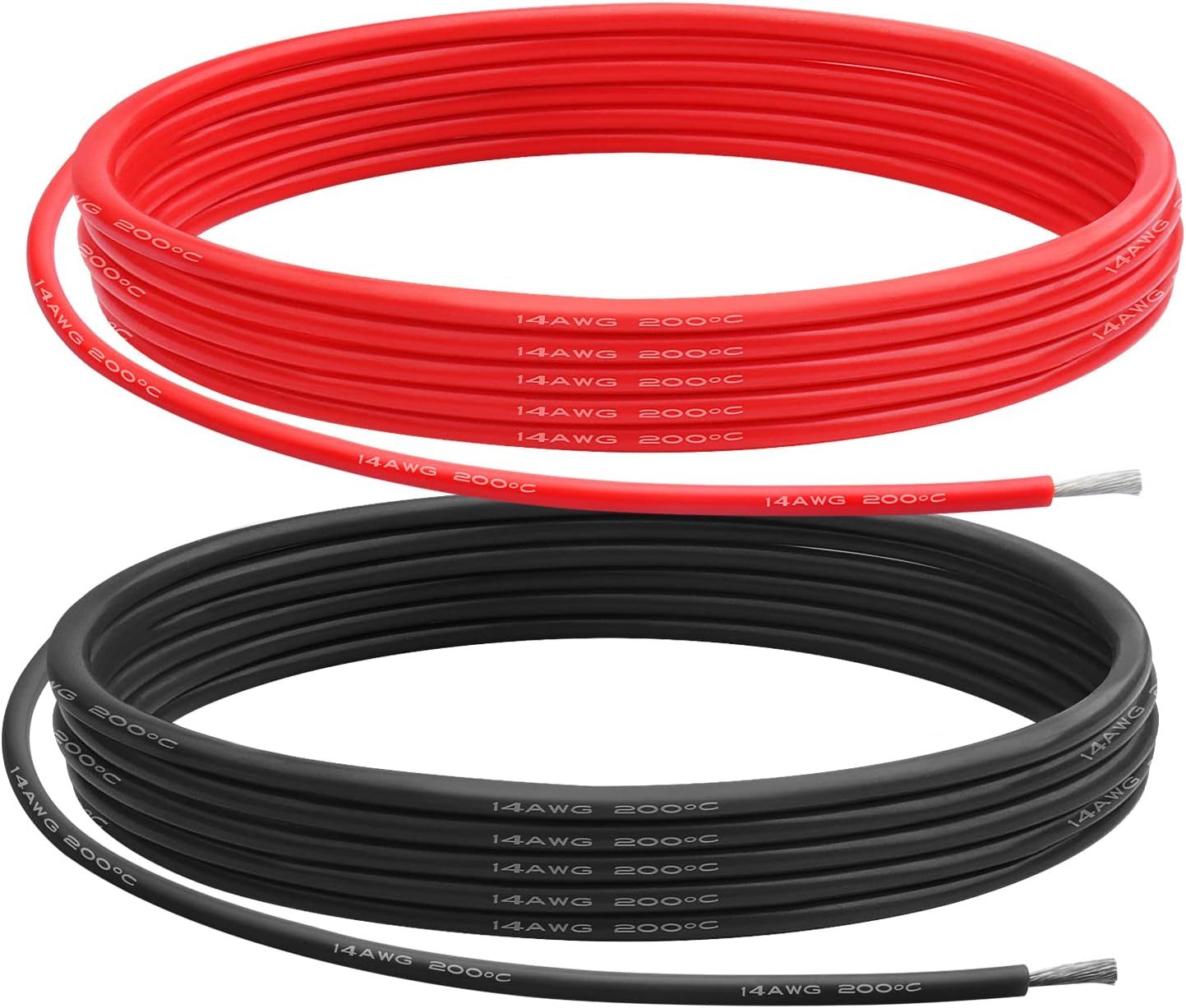 14 AWG Gauge Silicone Wire Electrical Cable（10ft red &10ft Black） Soft & Flexible 0.08 mm Tinned Copper core High Temperature Resistant Silicone Wire for Arduino Projects, RC Cars, Boat, Drones etc.