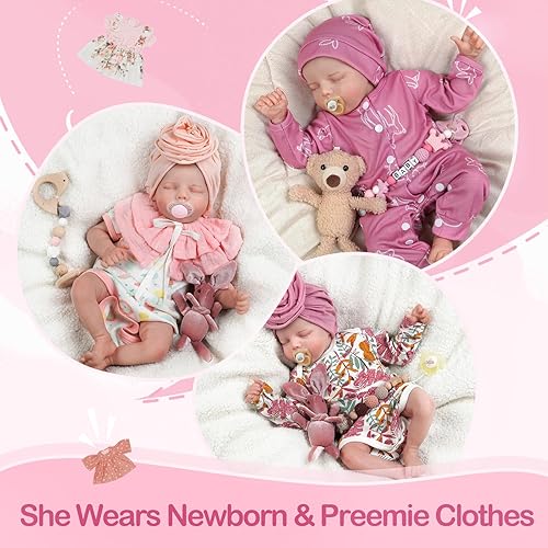 Miniatura 6 de JIZHI Muñecas realistas de bebé recién nacido, de 0 a 3 meses, cuerpo suave, realista, muñecas de bebé recién nacidas, muñecas de bebé de la vida