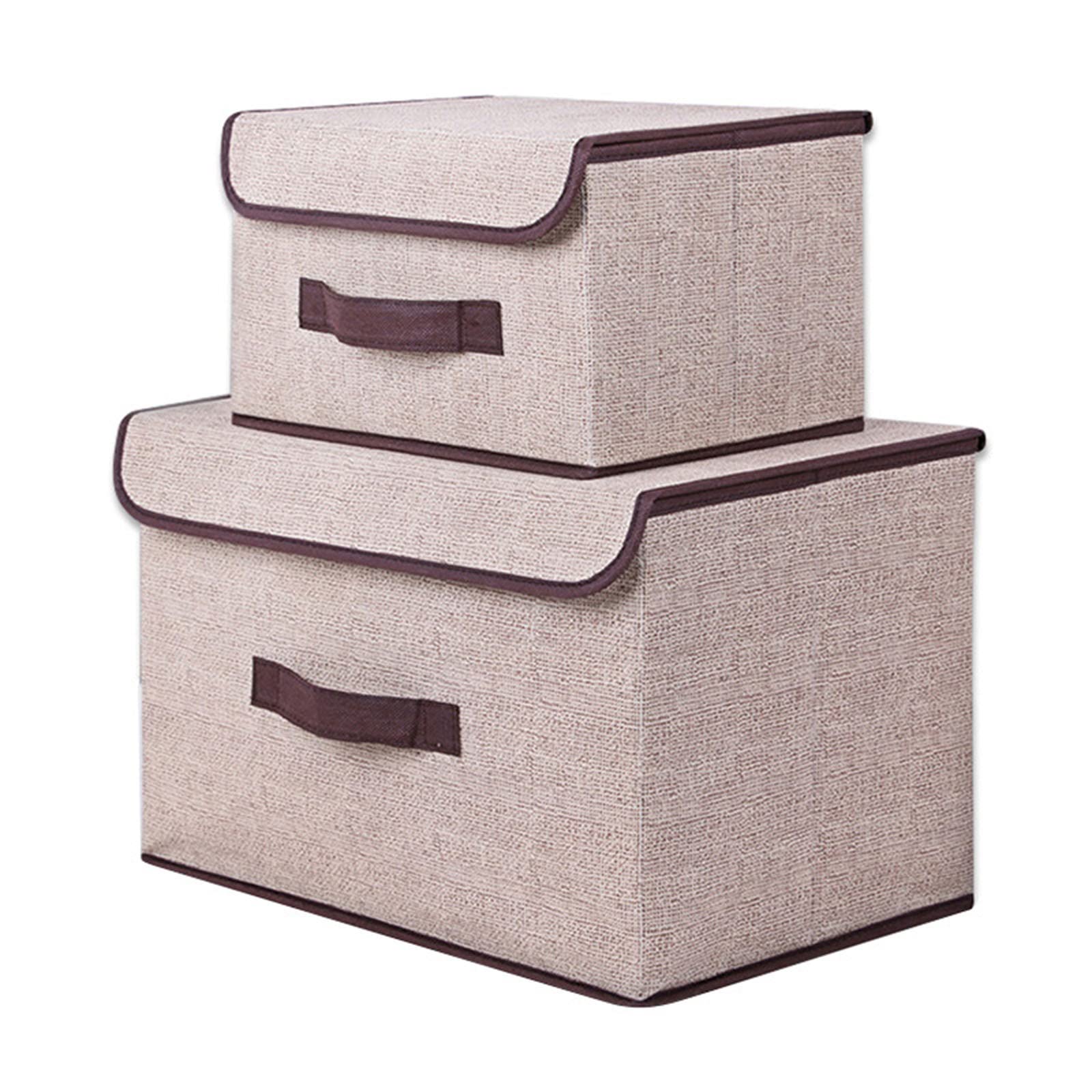 Confezione da 2 contenitori con coperchi Cestino portaoggetti Pieghevole a cubo con Manico, Scatola portaoggetti Pieghevole in Tessuto con coperchi